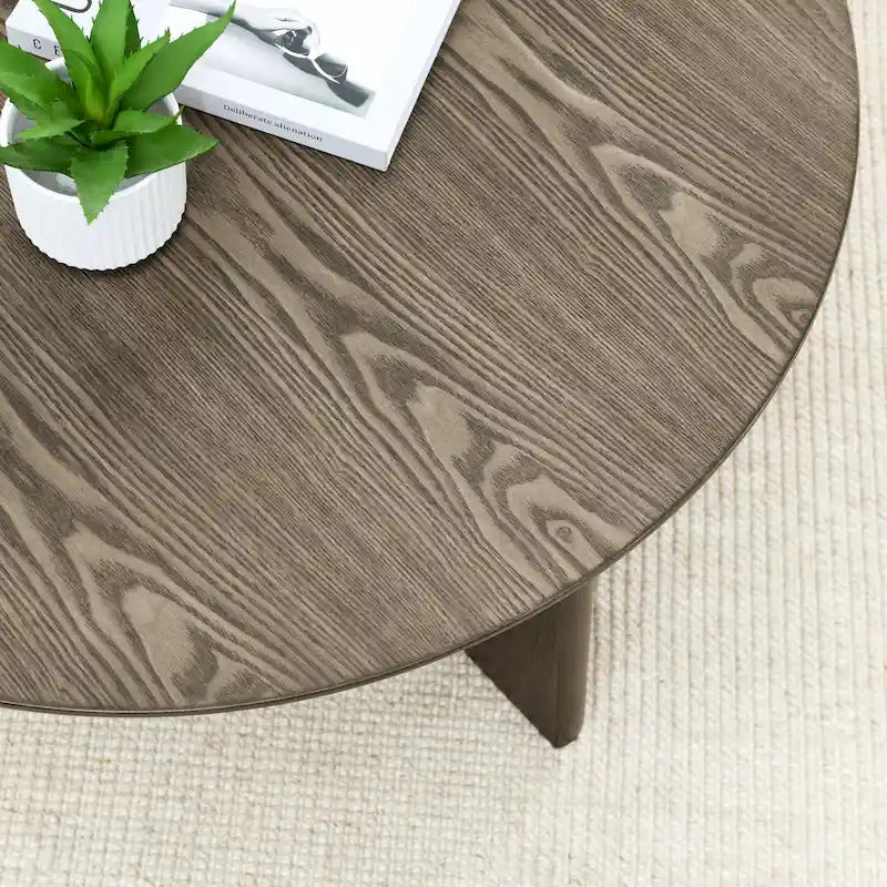 Table basse ronde en bois de 36 po pour salon