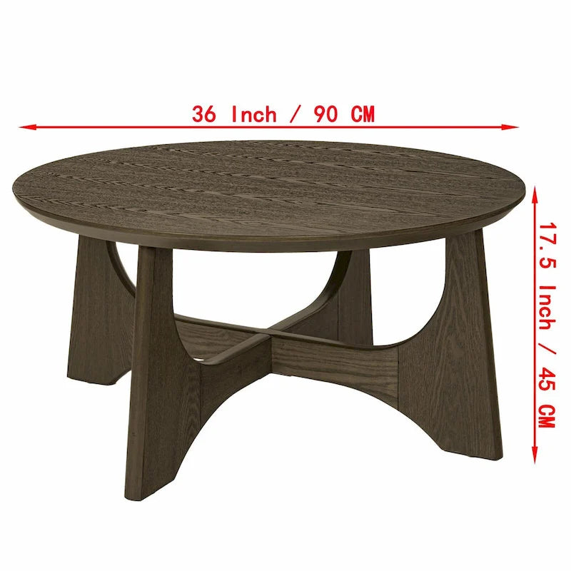 Table basse ronde en bois de 36 po pour salon
