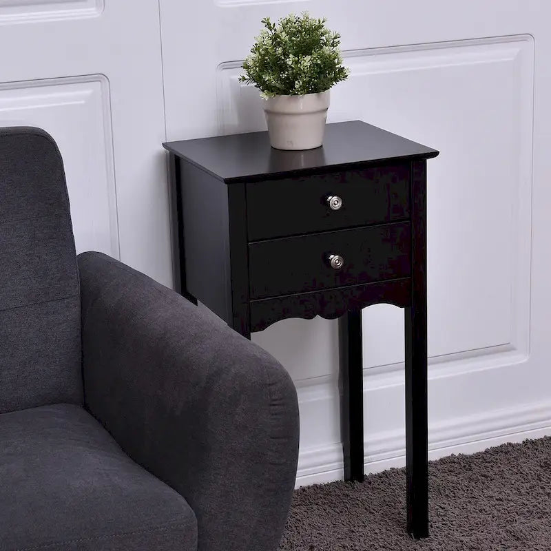 Table d'appoint avec 2 tiroirs - Noir