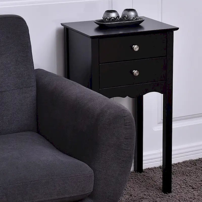 Table d'appoint avec 2 tiroirs - Noir