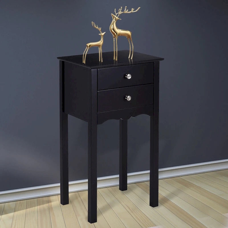 Table d'appoint avec 2 tiroirs - Noir
