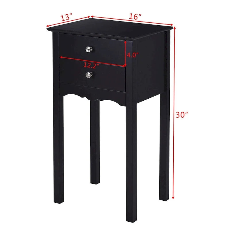Table d'appoint avec 2 tiroirs - Noir