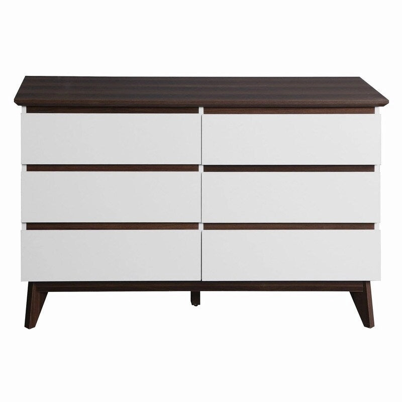 Commode de rangement moderne à 6 tiroirs, 47,2 po de largeur