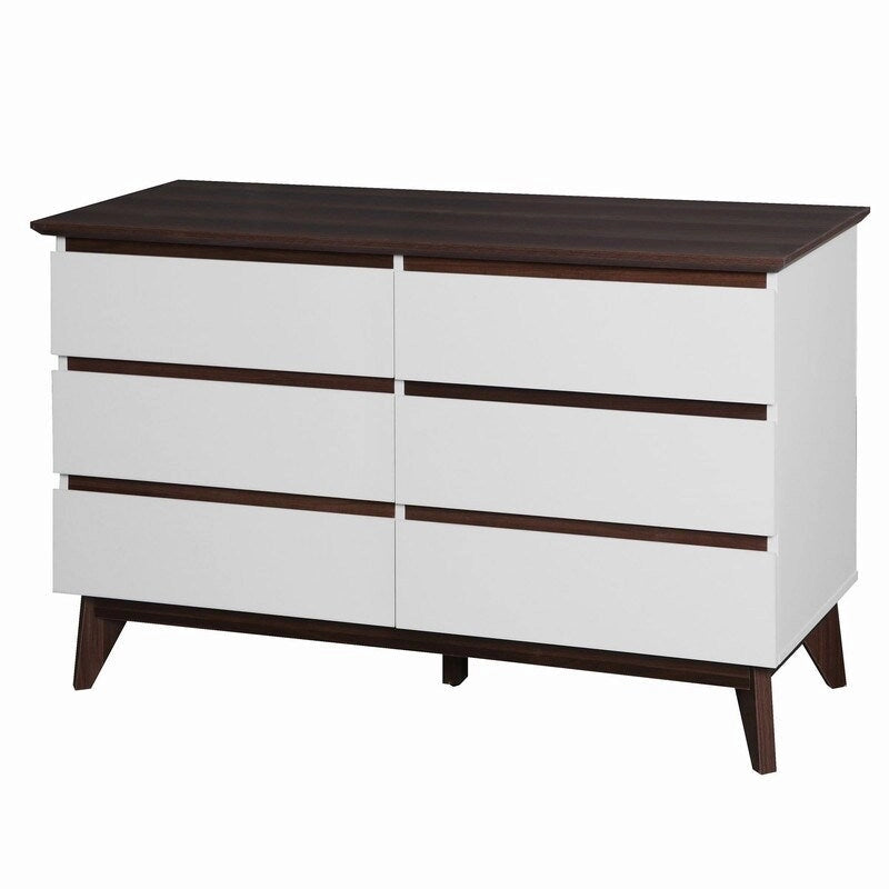 Commode de rangement moderne à 6 tiroirs, 47,2 po de largeur