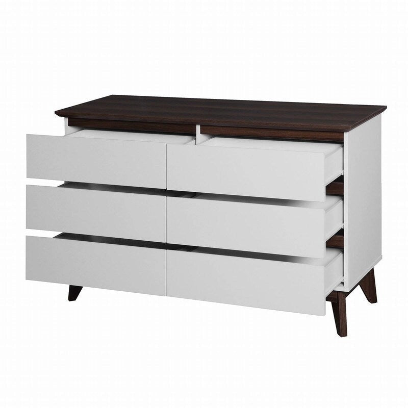 Commode de rangement moderne à 6 tiroirs, 47,2 po de largeur