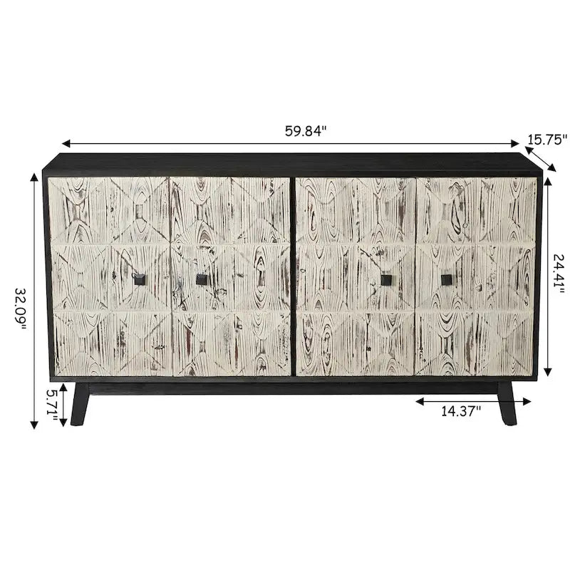 Buffet vintage à 4 portes de 59,84 po