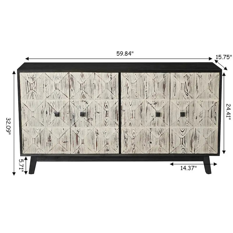 Buffet vintage à 4 portes de 59,84 po