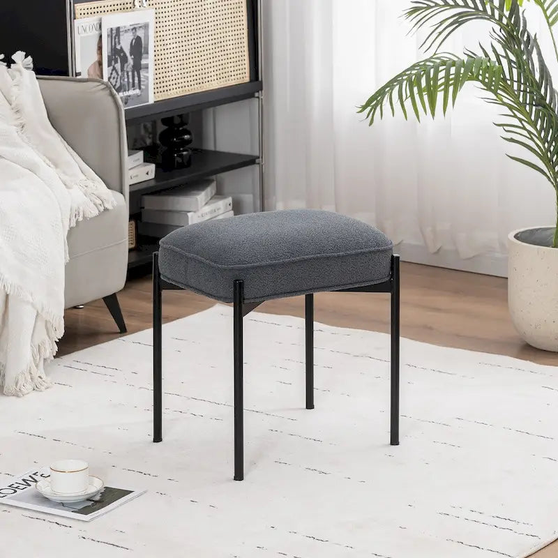 Repose-pieds rectangulaire simple en velours capitonné