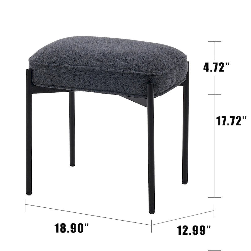 Repose-pieds rectangulaire simple en velours capitonné