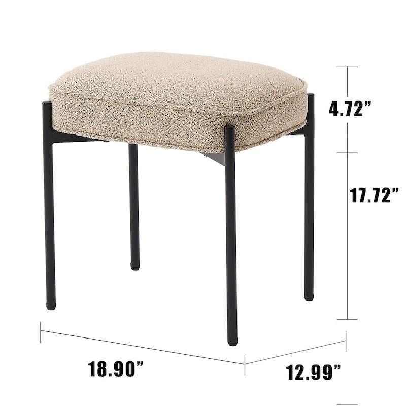 Repose-pieds rectangulaire simple en velours capitonné