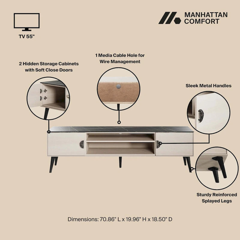 Meuble TV style Mid-Century Modern 180 cm