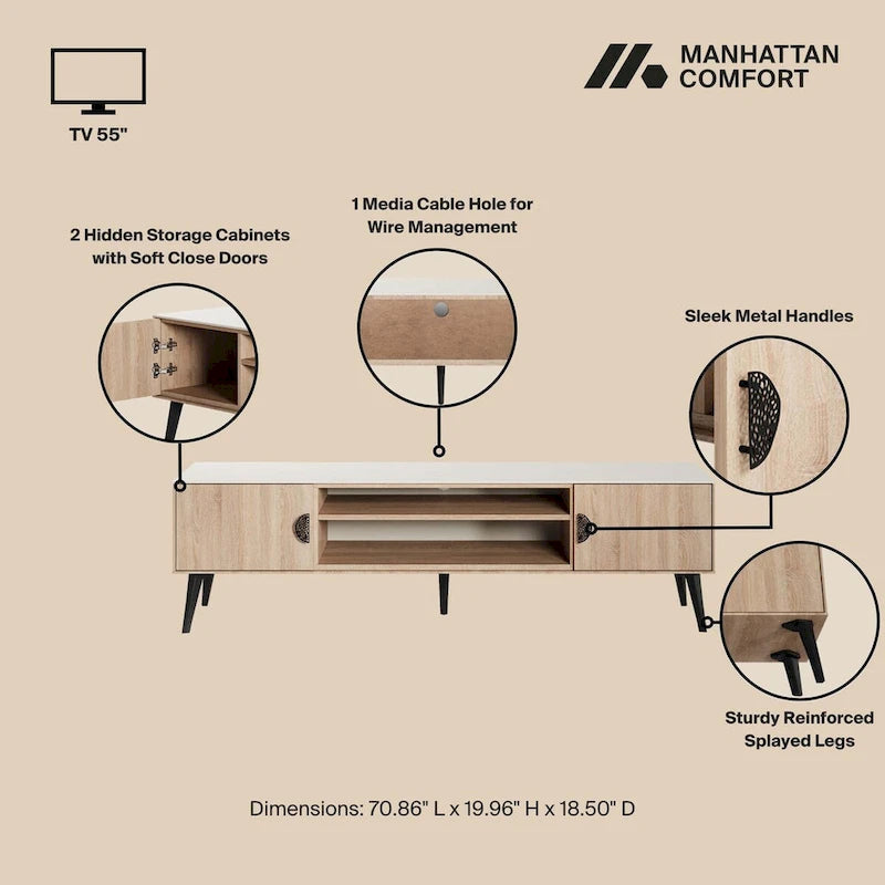 Meuble TV style Mid-Century Modern 180 cm