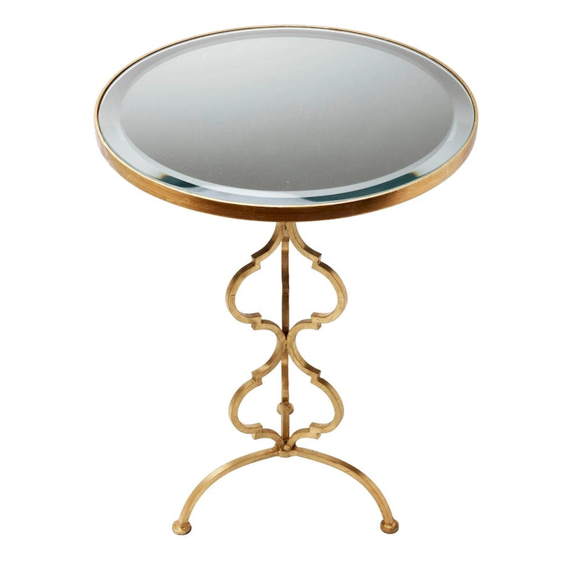 Table d'appoint quadrilobée or antique - 45 x 45 x 61 cm