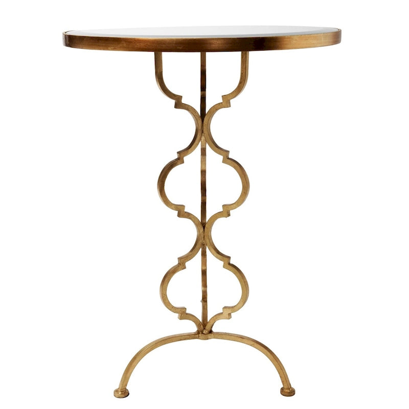 Table d'appoint quadrilobée or antique - 45 x 45 x 61 cm
