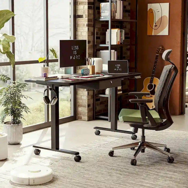 Bureau assis-debout avec tiroir, bureau électrique réglable en hauteur