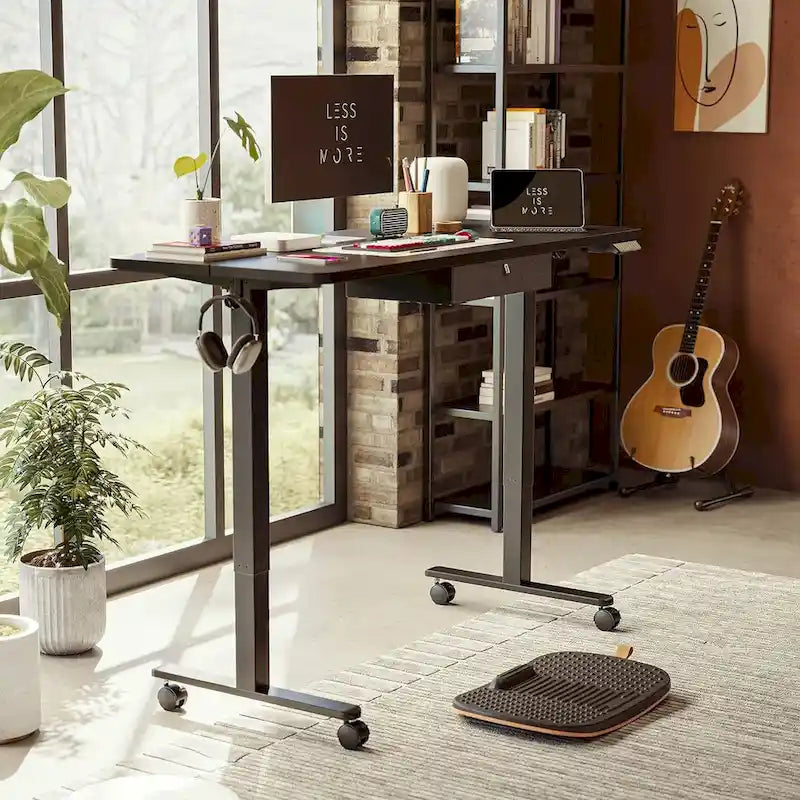 Bureau assis-debout avec tiroir, bureau électrique réglable en hauteur