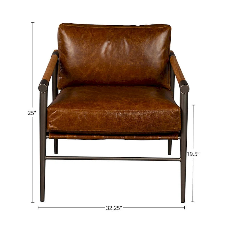 Fauteuil d'appoint en cuir, chocolat