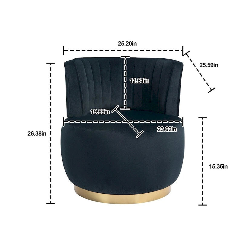 Fauteuil d'appoint pivotant à 360 degrés avec revêtement large