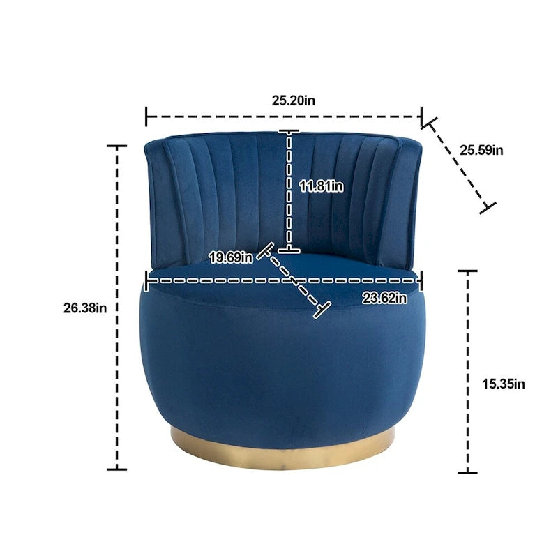 Fauteuil d'appoint pivotant à 360 degrés avec revêtement large